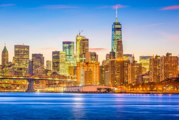 Paesaggio urbano dell'East River di New York