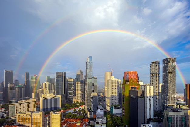 Paesaggio urbano dell'orizzonte del centro di Singapore