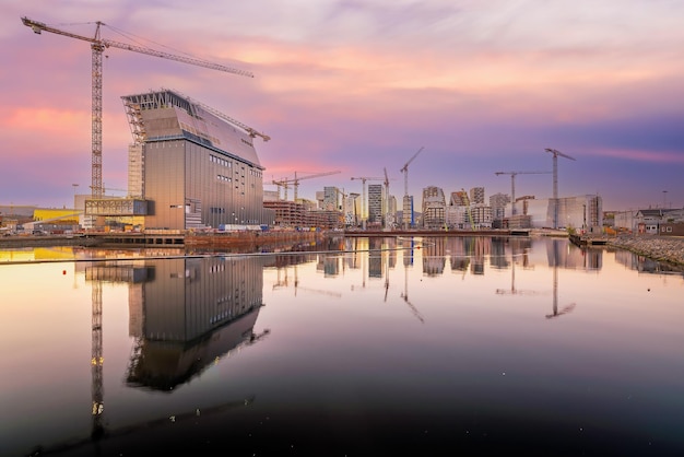 Paesaggio urbano dell'orizzonte della città del centro di Oslo in Norvegia