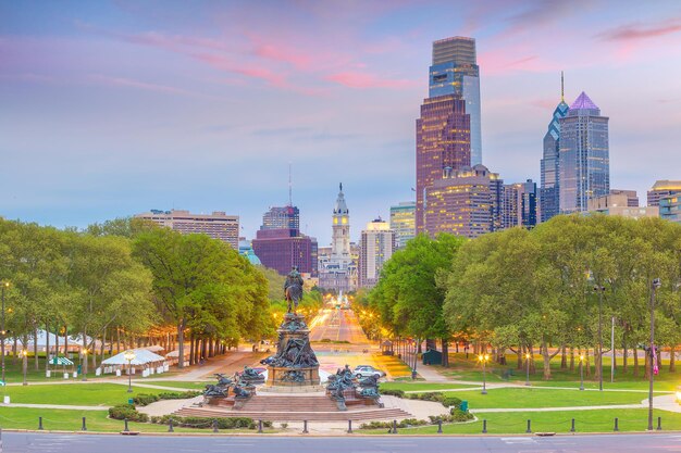 Paesaggio urbano dello skyline del centro di Filadelfia in Pennsylvania, USA