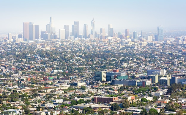 Paesaggio urbano di architettura di Los Angeles al tramonto