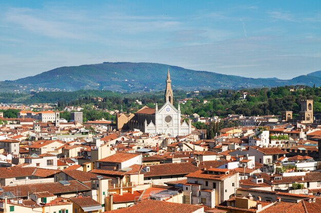 Paesaggio urbano di Firenze con la chiesa di Santa Croce, Italy