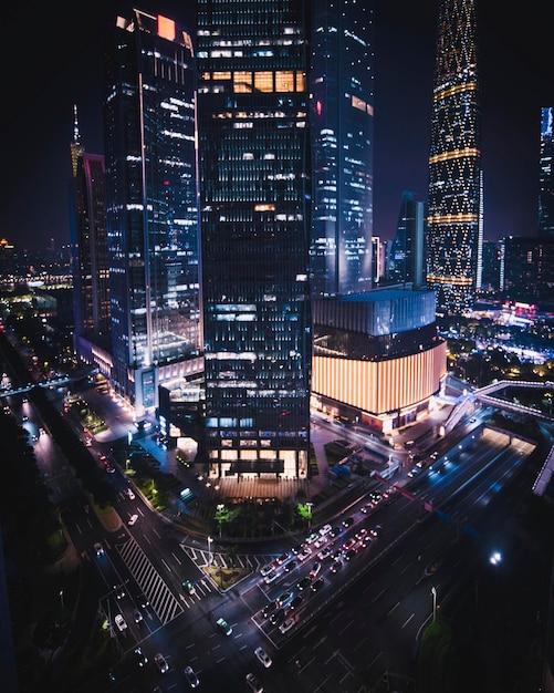 Paesaggio urbano di Guangzhou di notte