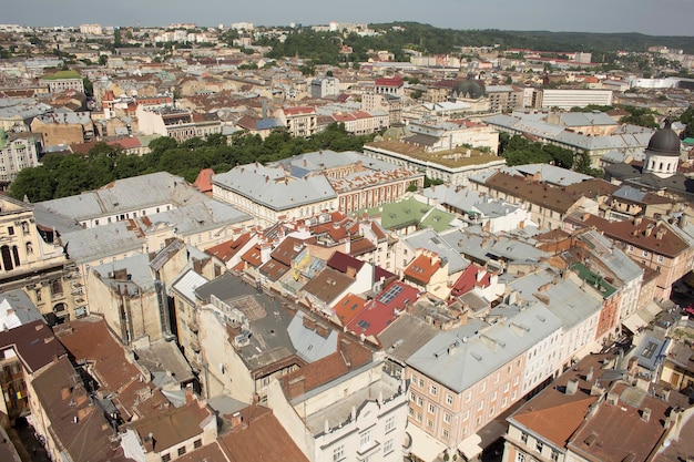 Paesaggio urbano di Lviv dall'alto