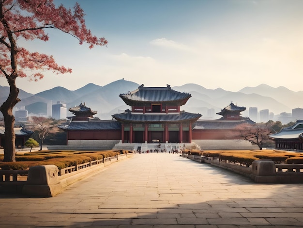 Paesaggio urbano di Seoul Design del patrimonio coreano Architettura coreana Tradizione coreana Scena della Corea del Sud