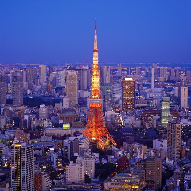 Paesaggio urbano di Tokyo con la Tokyo Tower