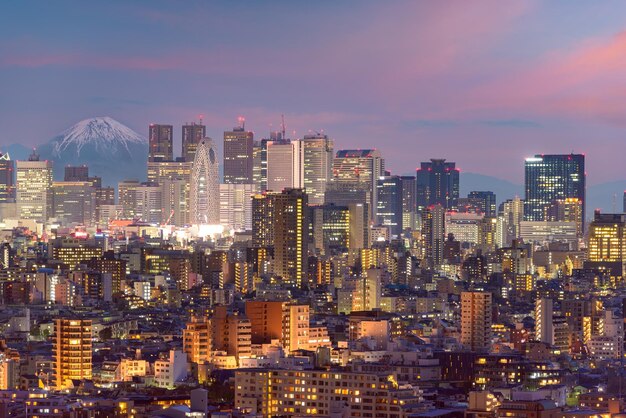 Paesaggio urbano di Tokyo Giappone con Fuji