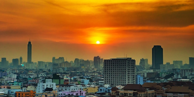 Paesaggio urbano nel centro di Bangkok dall&#39;alto o dalla vista a volo d&#39;uccello