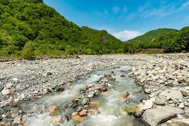 Paesaggio veloce del fiume di montagna