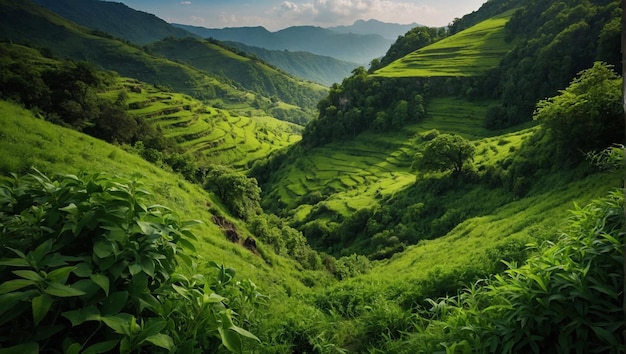 paesaggio verde mozzafiato immagine fotografica ad alta definizione creativa