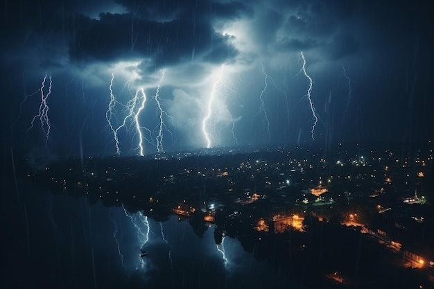 Paesaggio vibrante con tempesta