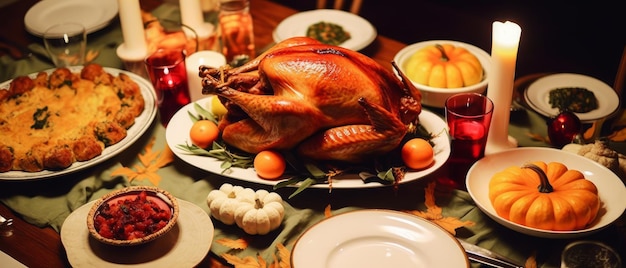 Paese Cena del Ringraziamento Arrosto di tacchino AI generativa