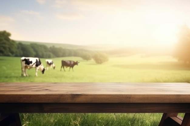 Paese di mucche di legno vuoto Primavera rurale Genera Ai