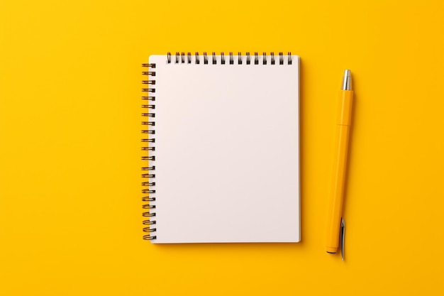 Pagina bianca del blocco note in bianco su sfondo giallo colore scrivania