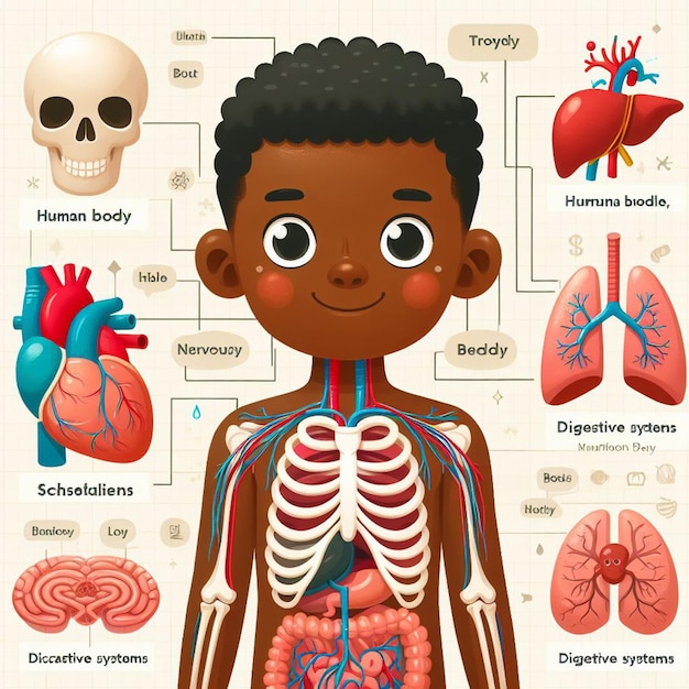 pagina colorata di anatomia del bambino