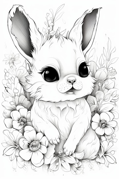 pagina da colorare adorabile coniglio
