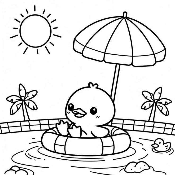 Pagina da colorare animali estivi ai generati