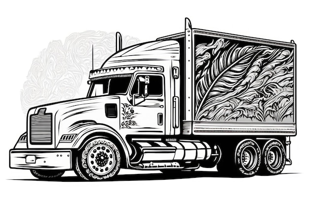 Pagina da colorare camion pensare linee