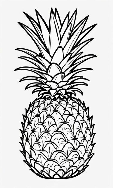 Pagina da colorare di ananas per bambini