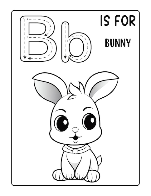 Pagina da colorare di animali ABC per bambini di età compresa tra 35 e 5 anni