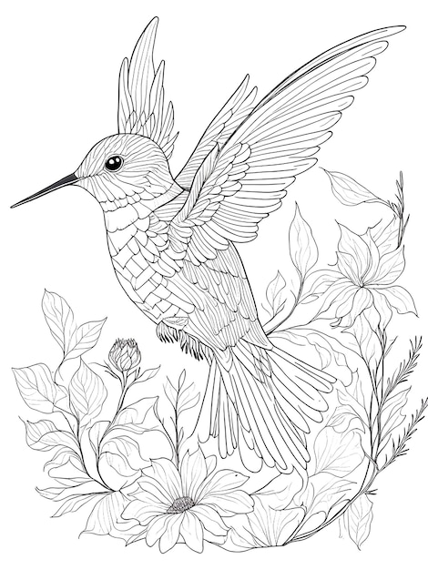 Pagina da colorare di colibrì