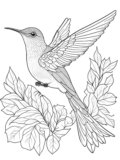 Pagina da colorare di colibrì