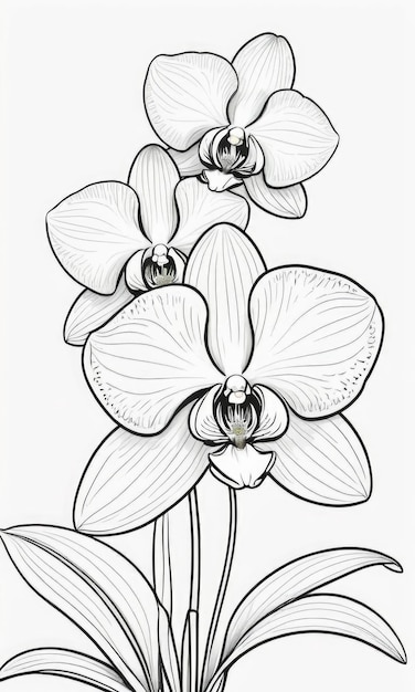 Pagina da colorare di fiori di orchidee per bambini