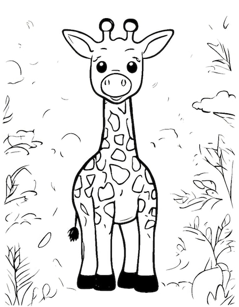 Pagina da colorare di giraffa