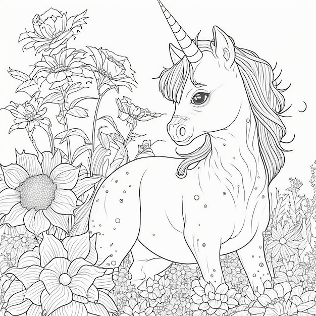 pagina da colorare di unicorno