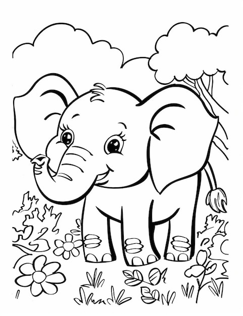 Pagina da colorare Dolce elefante