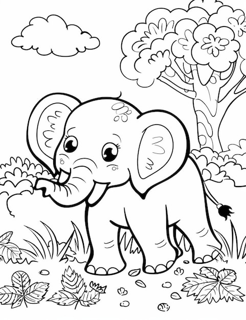 Pagina da colorare Dolce elefante