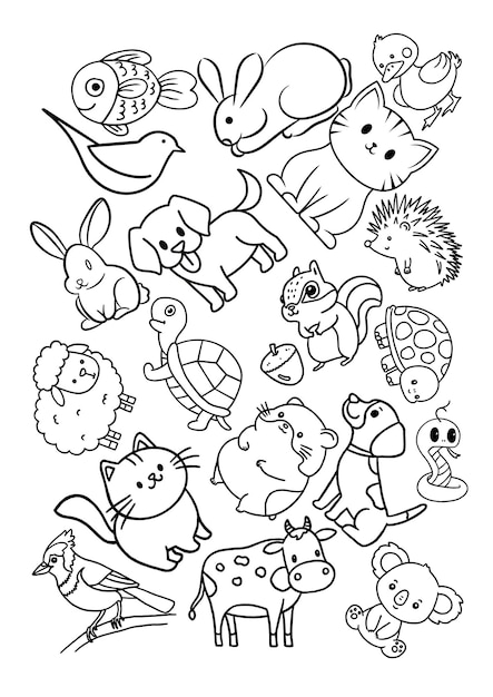 pagina da colorare doodle edizione animale