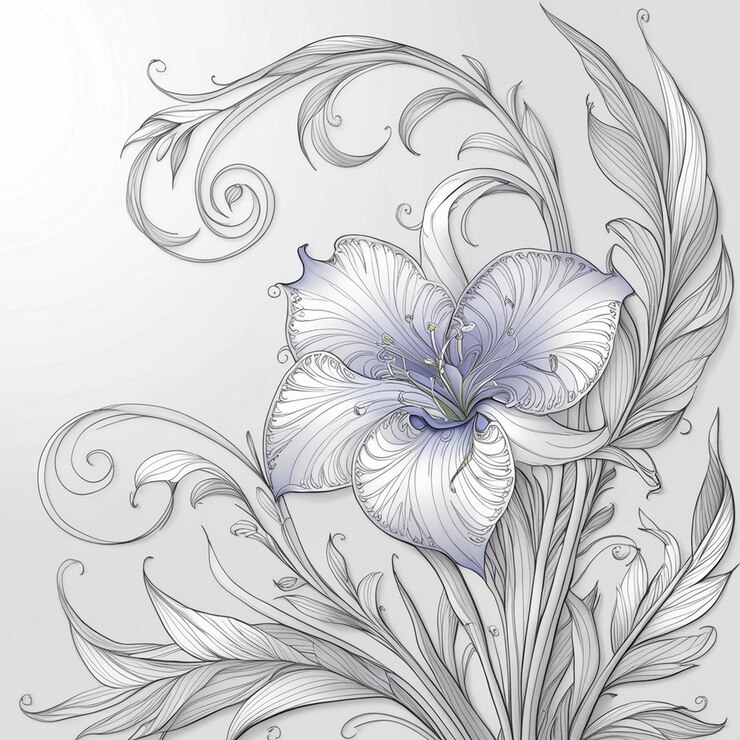 Foto pagina da colorare eleganza floreale una lussuosa campana blu