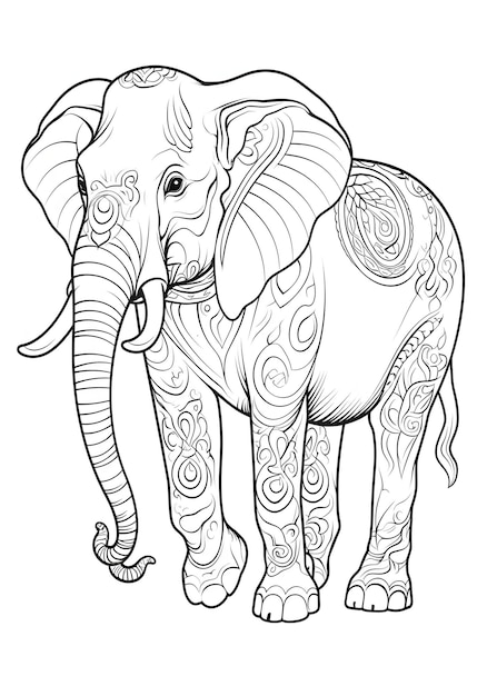 Pagina da colorare Elephant Elephant Line Art Pagina da colore Elephant Outline Drawing For Coloring Pagina da Colorare Animali Pagina da colori Elephant Coloring Book AI Generative