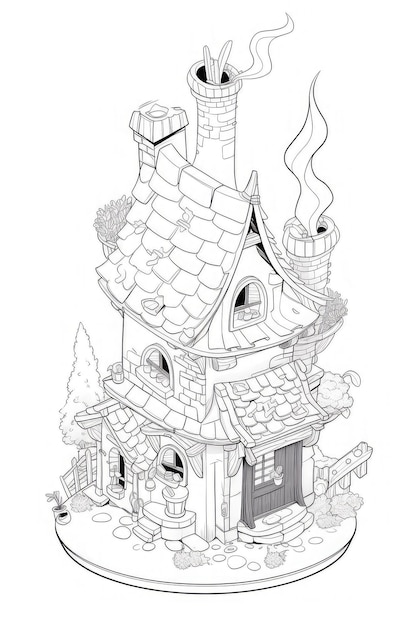 pagina da colorare fantasia casa magica delle fate