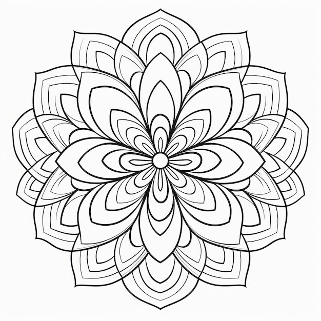 Pagina da colorare Fiore di Mandala bianco e nero