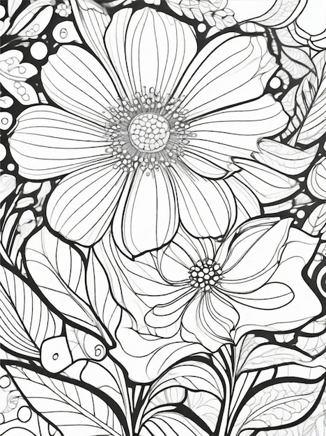 pagina da colorare fiore linea art