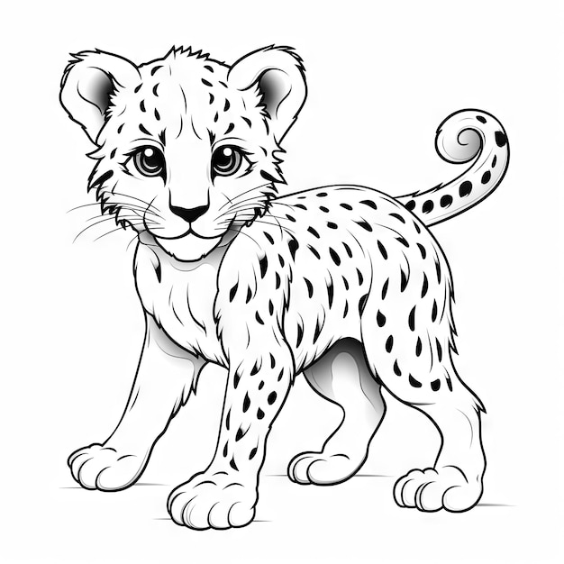 Pagina da colorare Leopardo con semplici contorni per bambini