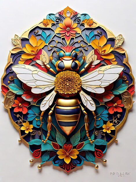 Pagina da colorare Majestic Mandala Bee per adulti