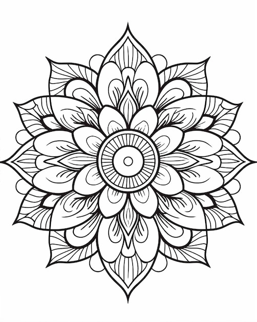 Pagina da colorare Mandala bianca e nera