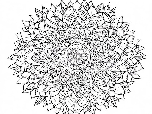 Pagina da colorare Mandala per adulti e contorno disegnato a mano Mandala da colorare