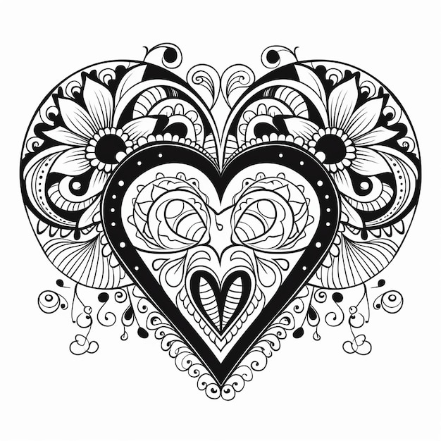 Pagina da colorare Ornamenti del cuore