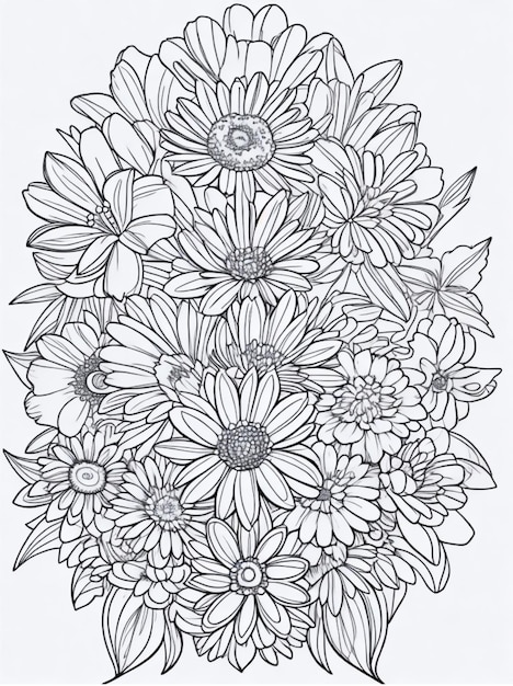pagina da colorare per adulti fiore line art
