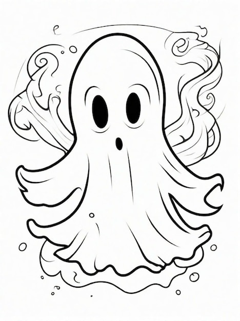 pagina da colorare per bambini Disegni al tratto di fantasmi di Halloween