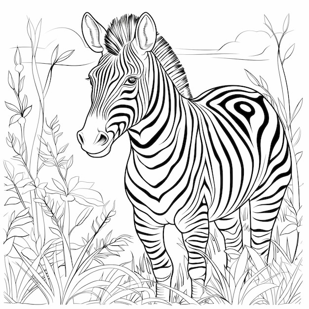 pagina da colorare per bambini safari zebra