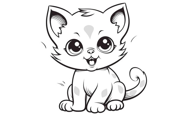 pagina da colorare per bambini un simpatico gattino felice