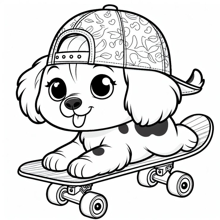 Pagina da colorare per cani per bambini ai generato