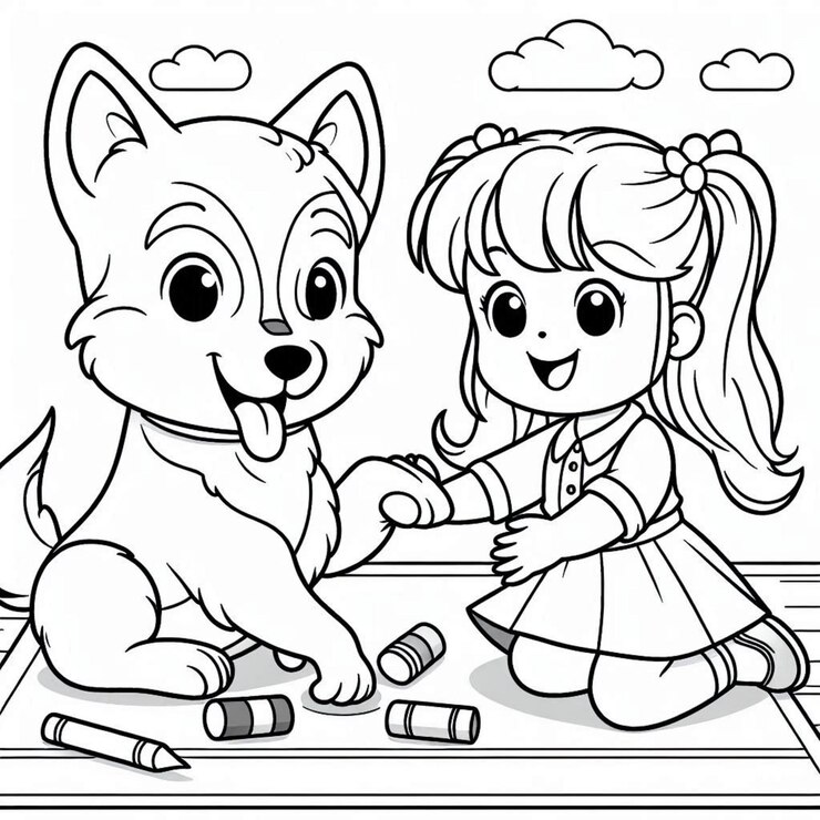 Pagina da colorare per cani per bambini ai generato