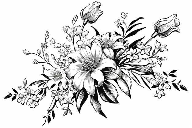 Pagina da colorare per disegnare fiori stagionali fiori primaverili