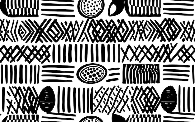 Pagina da colorare senza cuciture modello etnico africano in bianco e nero